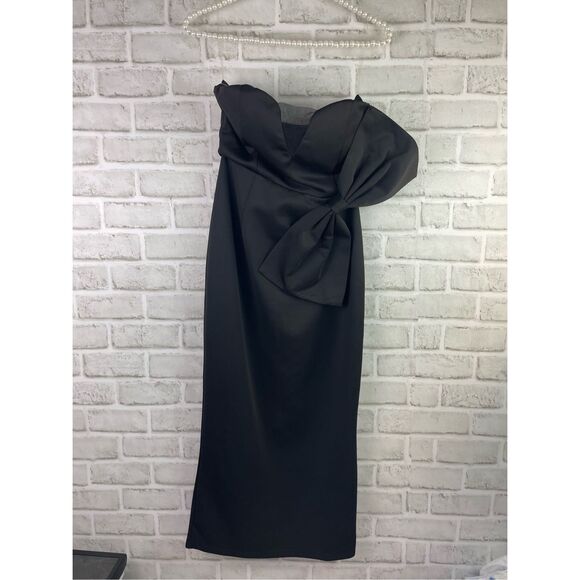 Miss Ord Black Strapless Maxi Gown with Oversized Bow – Size M - Picture 9 of 9